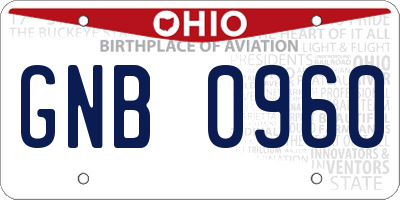OH license plate GNB0960