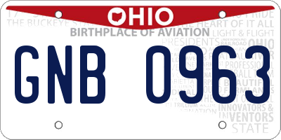 OH license plate GNB0963