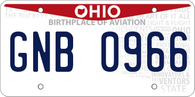 OH license plate GNB0966