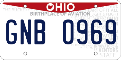 OH license plate GNB0969