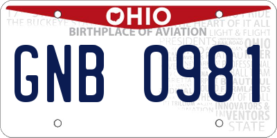 OH license plate GNB0981