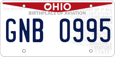 OH license plate GNB0995
