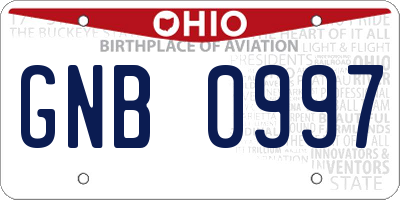 OH license plate GNB0997