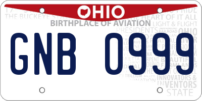 OH license plate GNB0999