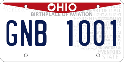 OH license plate GNB1001