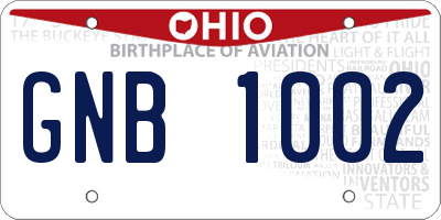OH license plate GNB1002