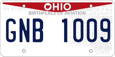 OH license plate GNB1009