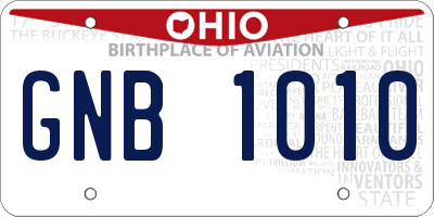 OH license plate GNB1010