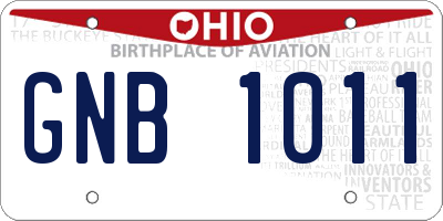 OH license plate GNB1011