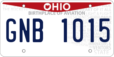 OH license plate GNB1015