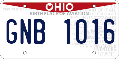 OH license plate GNB1016
