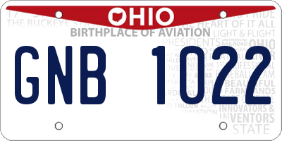 OH license plate GNB1022