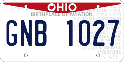 OH license plate GNB1027