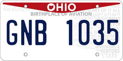 OH license plate GNB1035