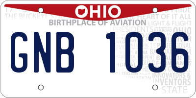 OH license plate GNB1036