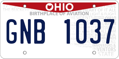 OH license plate GNB1037