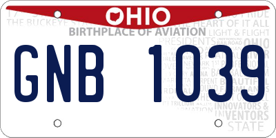 OH license plate GNB1039