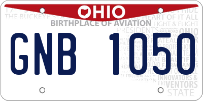 OH license plate GNB1050