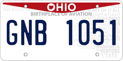 OH license plate GNB1051