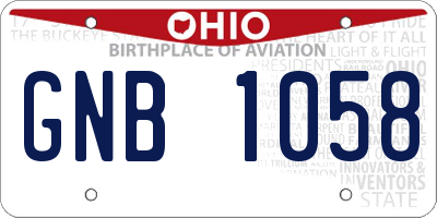 OH license plate GNB1058