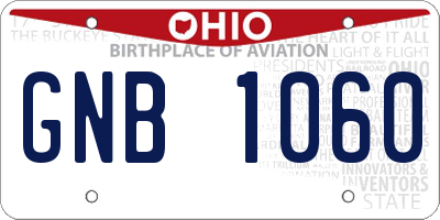 OH license plate GNB1060