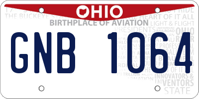 OH license plate GNB1064