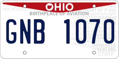 OH license plate GNB1070