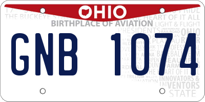 OH license plate GNB1074