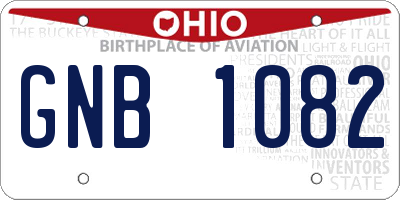 OH license plate GNB1082