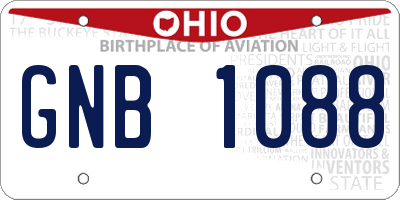OH license plate GNB1088