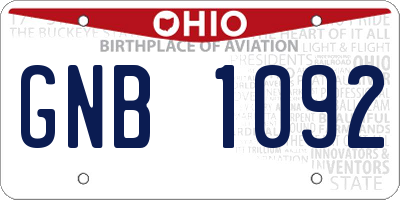 OH license plate GNB1092