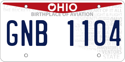 OH license plate GNB1104