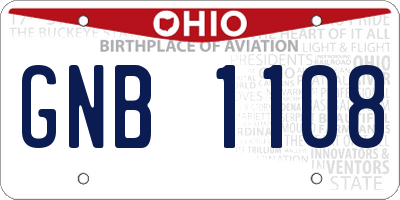 OH license plate GNB1108