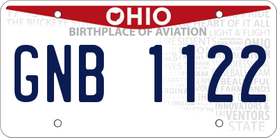 OH license plate GNB1122