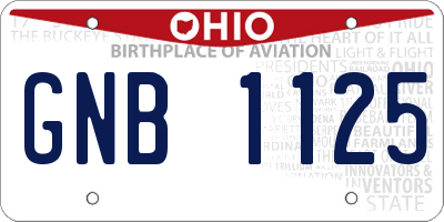 OH license plate GNB1125