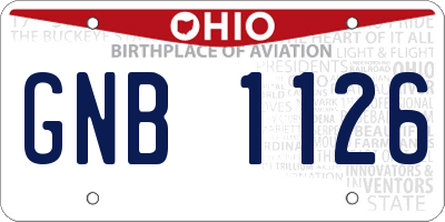 OH license plate GNB1126