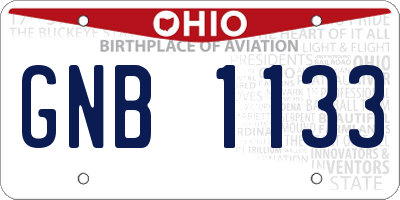 OH license plate GNB1133