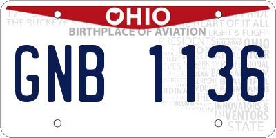 OH license plate GNB1136