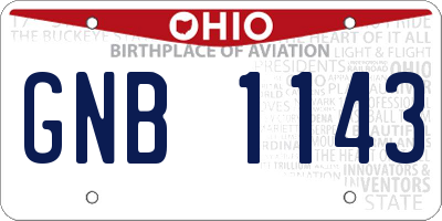 OH license plate GNB1143