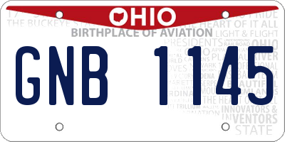 OH license plate GNB1145
