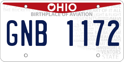 OH license plate GNB1172