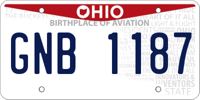 OH license plate GNB1187