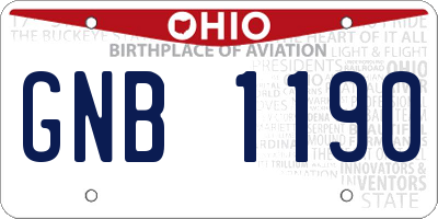 OH license plate GNB1190