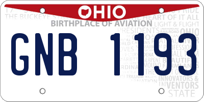 OH license plate GNB1193