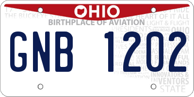 OH license plate GNB1202