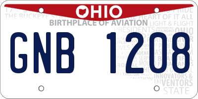 OH license plate GNB1208
