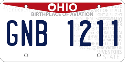 OH license plate GNB1211