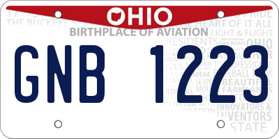 OH license plate GNB1223