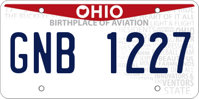 OH license plate GNB1227