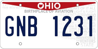 OH license plate GNB1231